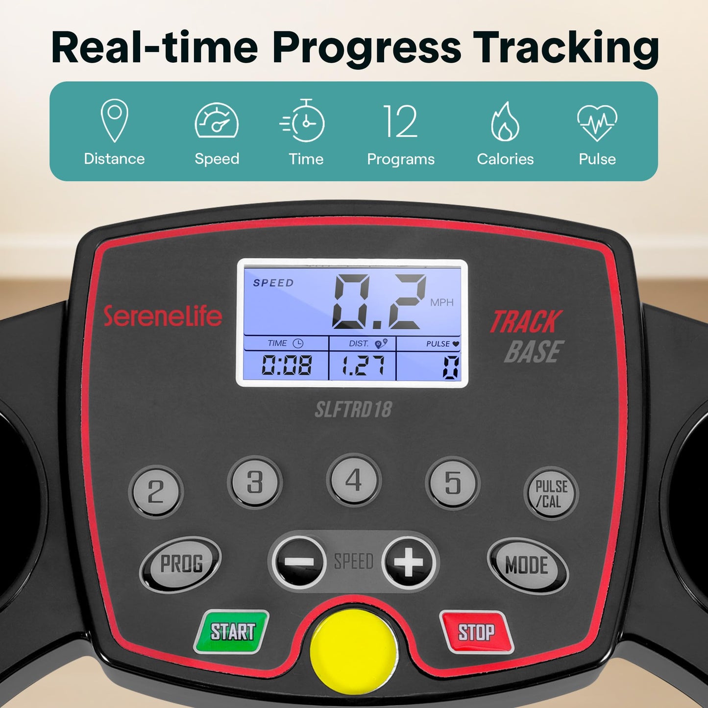 SereneLife Electric Folding Treadmill - Foldable Home Fitness Equipment for Walking & Running, Indoor Home Cardio Machine with Downloadable App, Safety Key, 12 Training Modes, Bluetooth Connectivity