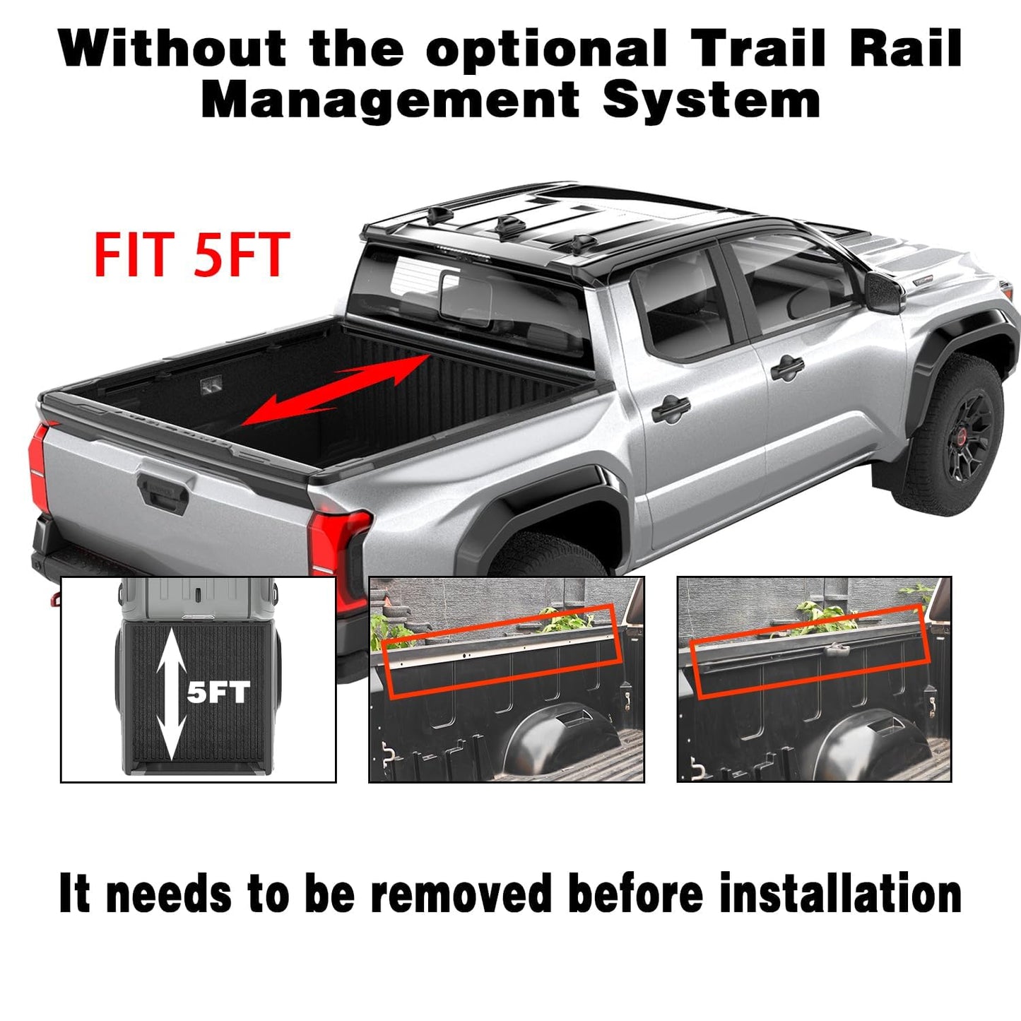 Retractable Truck Bed Tonneau Cover Fits 2016-2026 Toyota Tacoma (5'/60") Bed (Incl. TRD/Limited) Password Lock & OE Track System,Black Matte Aluminum Waterproof