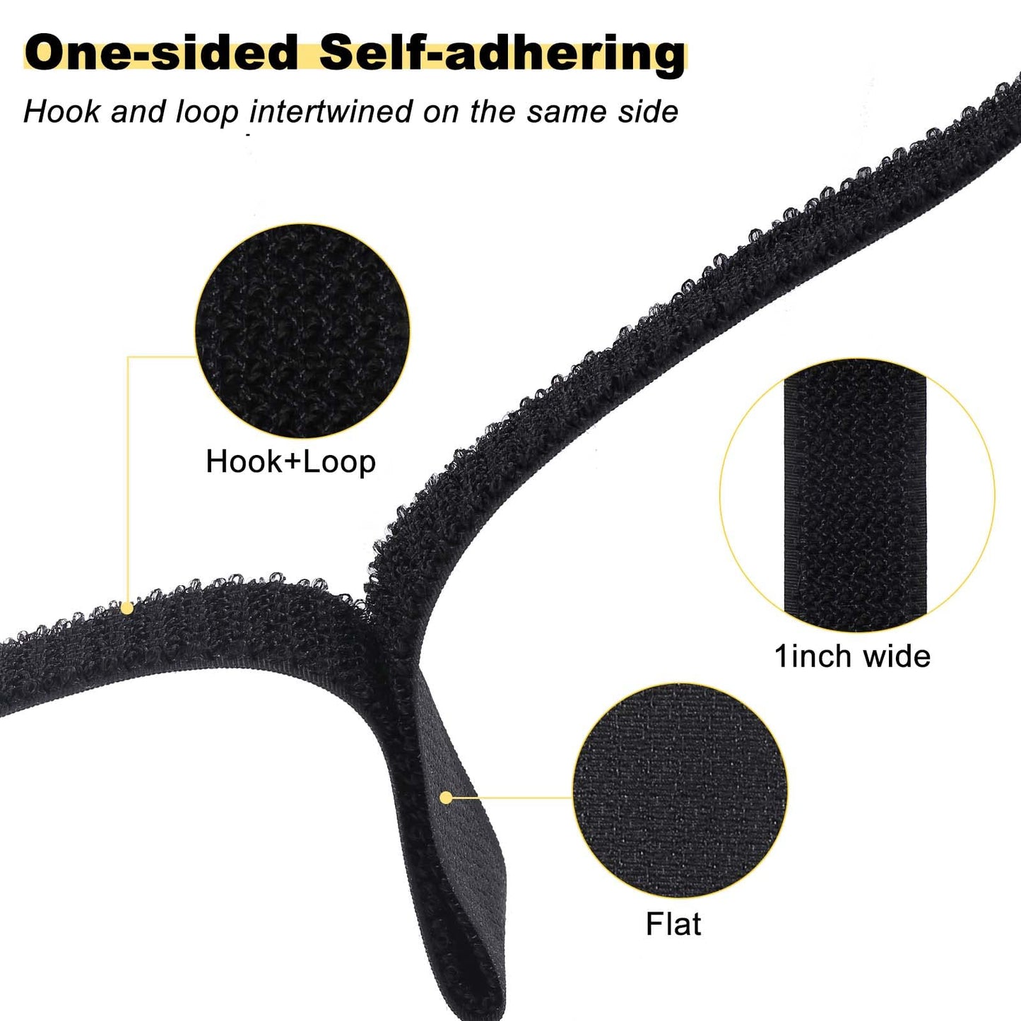YMCRLUX 1"x16ft Hook and Loop Straps with 25 Metal Buckles, Adjustable Fastening Cable Straps, Cut-to-Length Cinch Strap, Reusable Nylon Securing Cord Ties for Organizer or Storage, 1 inch Wide, Black