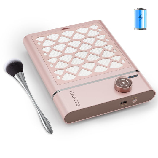 Karite Nail Dust Collector, Upgrade Vacuum Dust Collector with 30pcs Papers, 5000RPM Power Suction, 6000mAh Rechargeable Dust Collector Nail Tech, Cordless for Easy Use and Cleaning（Sakura Pink）