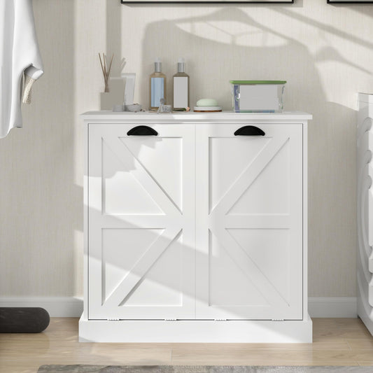Modern Contemporary Laundry Sorter Cabinet, Two-Compartment Tilt-Out, for Bathroom Living Room Hallway