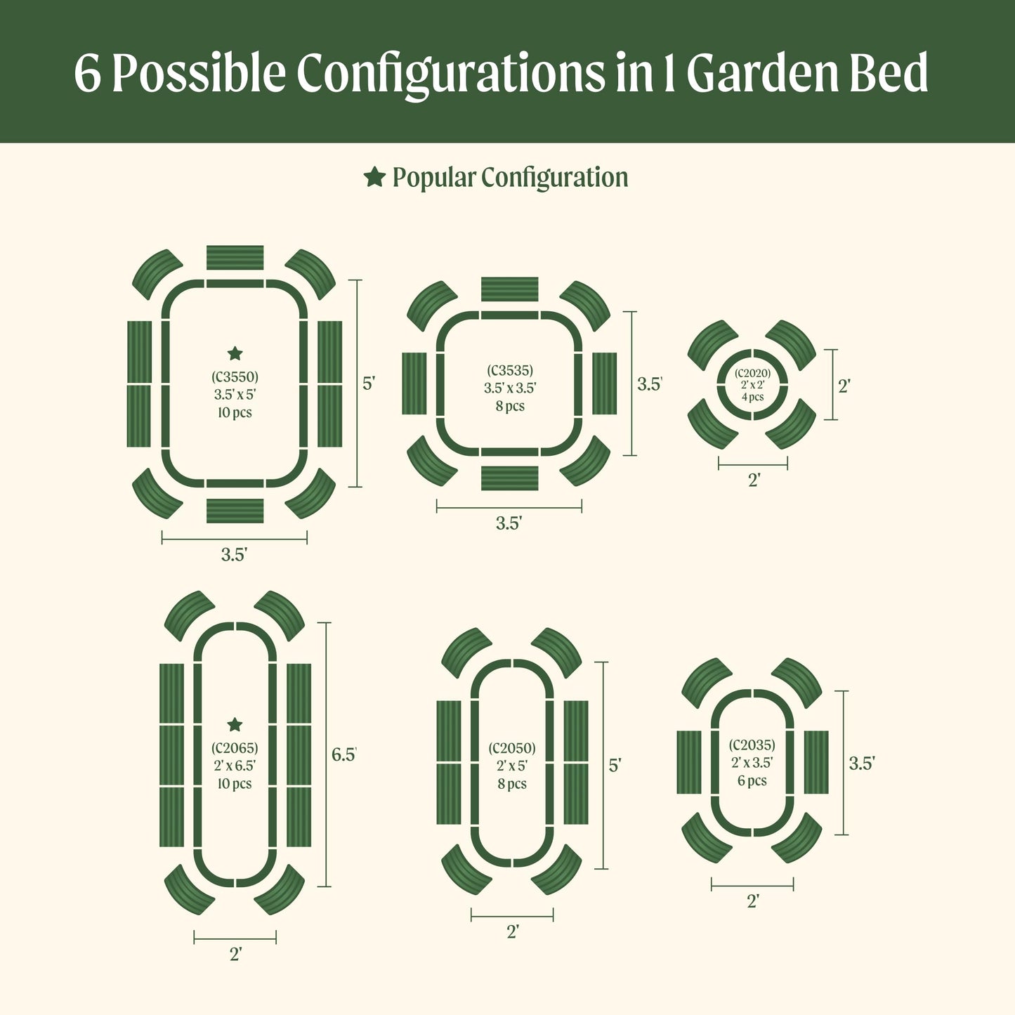Vego garden Aluzinc Raised Garden Bed Kits, 17" Tall 6 in 1 Modular Metal Raised Planter Bed for Vegetables Flowers Patio Ground Planter Box-British Green