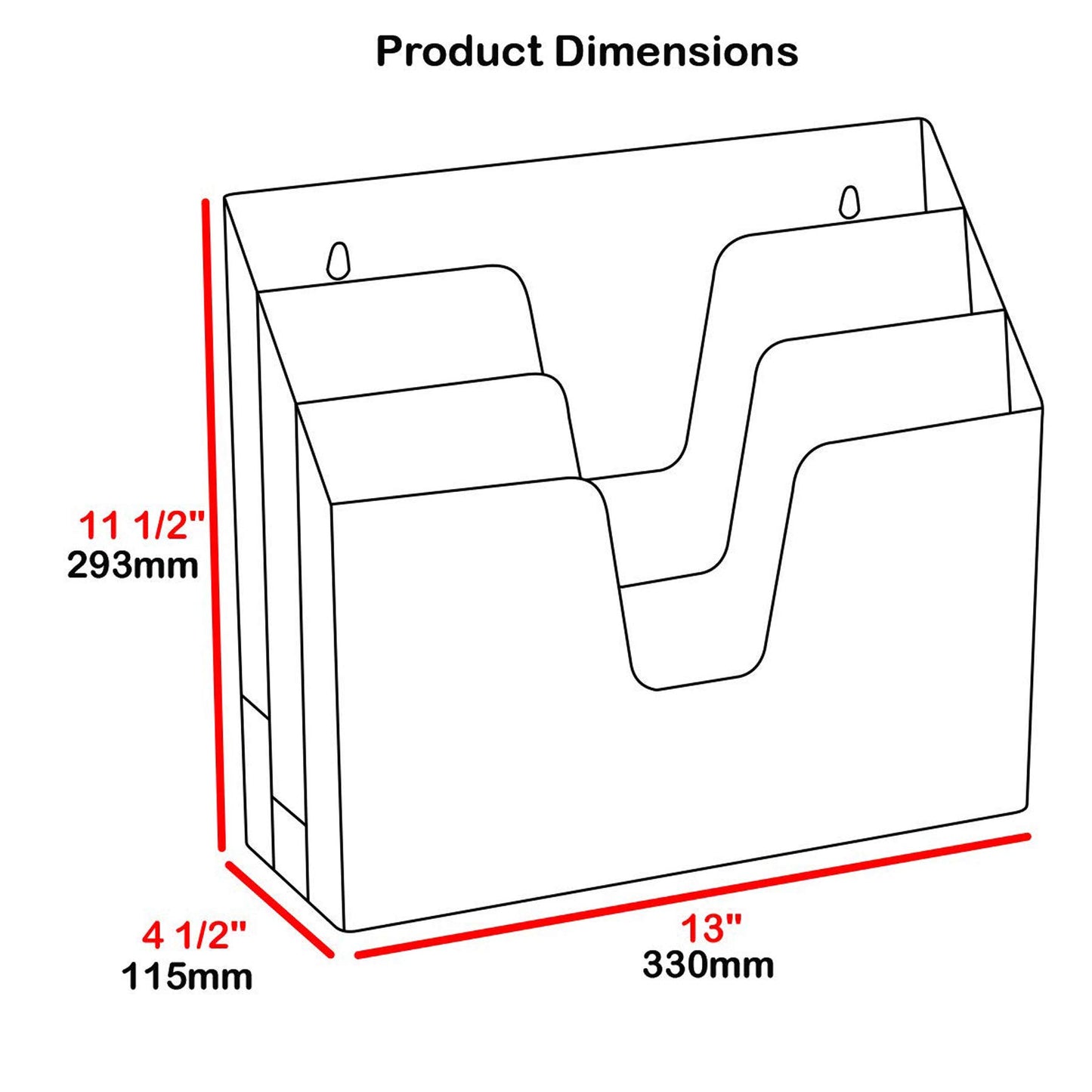 Acrimet Horizontal Triple File Folder Holder Organizer, Open Top Desktop Document Sorter for Letter Size Papers & Folders, Plastic (Solid Green)