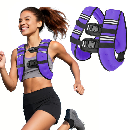 16Lb Purple Weighted Vest with Two Adjustment Straps for Men Women, Weight Vest with Reflective Stripes for Workout, Strength Training, Running, Fitness, Muscle Building, Weight Loss, Weightlifting