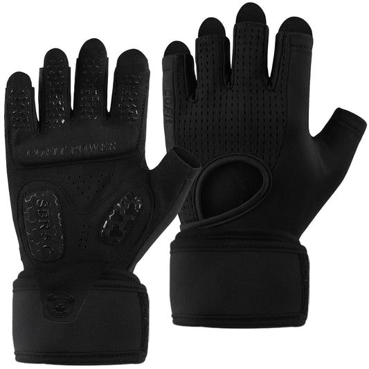 COFIT Weight Lifting Gloves for Men Women, Workout Gloves with Wrist Wrap Support, 5MM SBR Palm Padding, Half Finger Breathable Gym Gloves with Non-Slip Grip for Weightlifting, Training, Pull Ups-S
