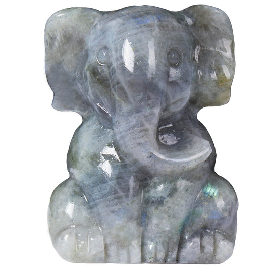 Ytbeoxk 2 Inch Crystal Elephant Decor Statues, Labradorite Cute Sitting Elephant Figurines, Reiki Healing Crystal Carved Animal Statues, Home Office Desk Hand Carved Decor Gifts for Women