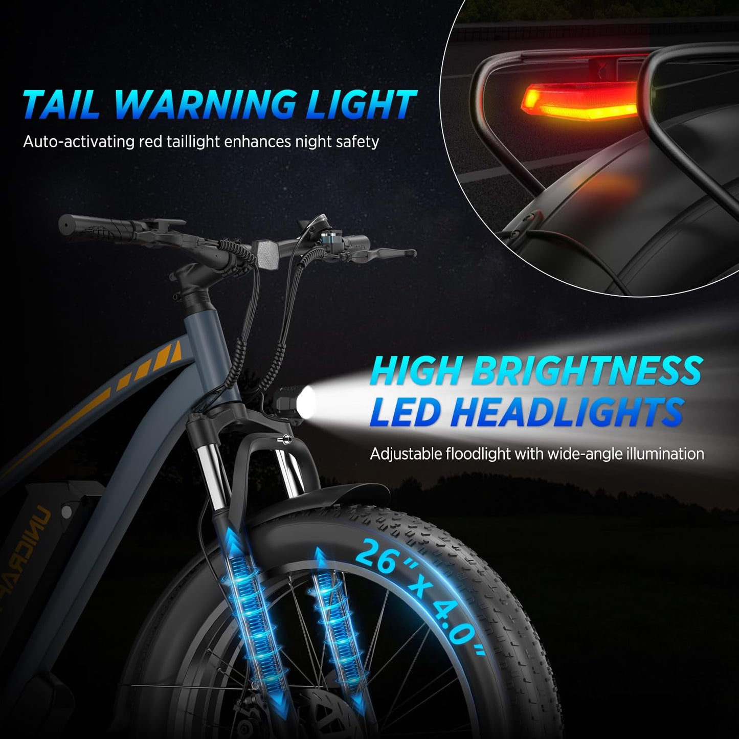 Electric Bicycle for Adults, 1500W Peak Motor 30 MPH 60 Miles Fat Tire E Bike with 48V 18.2Ah Removable Battery 26" Electric Bike Hydraulic Disc Brake and 7-Speed Motorcycle,UL 2849 Certified