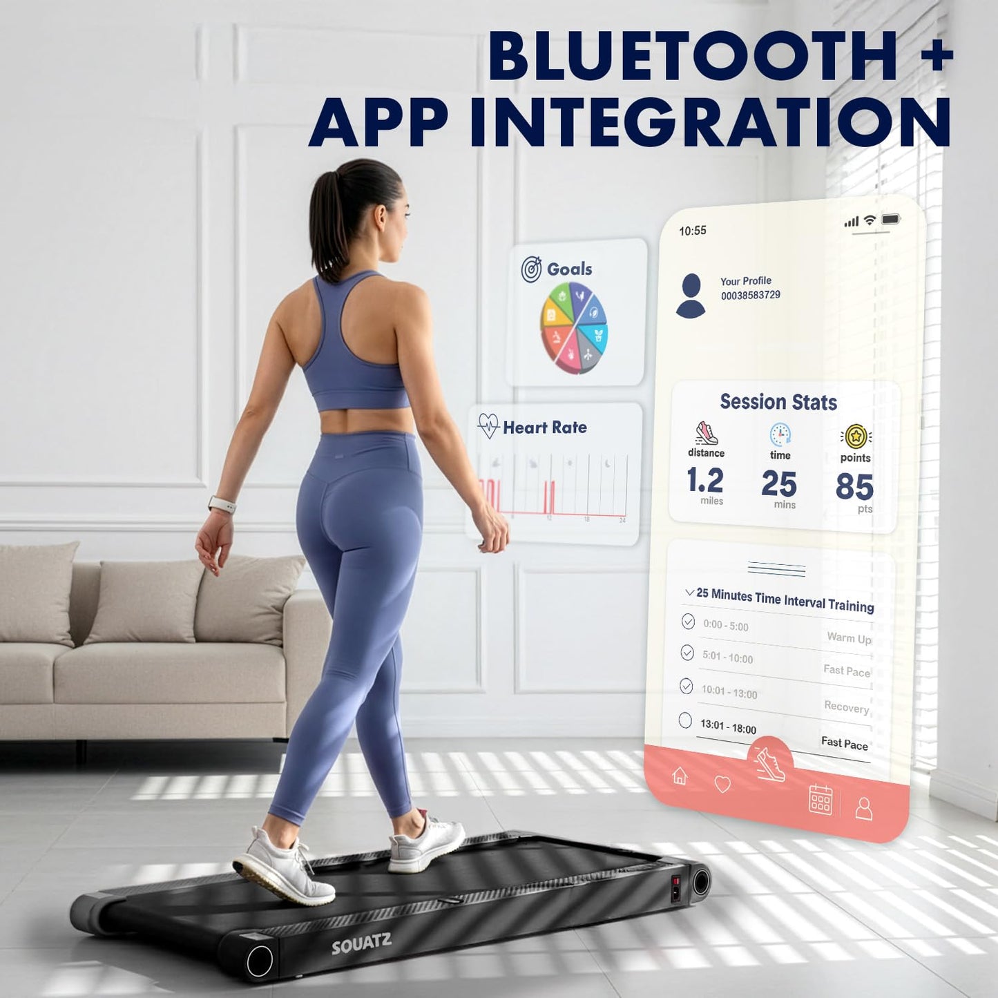 Squatz 2-in-1 Walking Pad Treadmill with Vibration Plates, Compact Under Desk Walking Pad with Remote Control, LED Display, Non-Slip Belt, Quiet 1.0HP Motor for Home or Office Workout (Black)