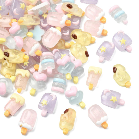 Gythara Luminous Ice Cream Resin Cabochons, Sweet Dessert Food Nail Flatback Charms for DIY Jewelry, Embellishment, Phone, Art, Craft Accessories, Nail Decor, 100 pcs