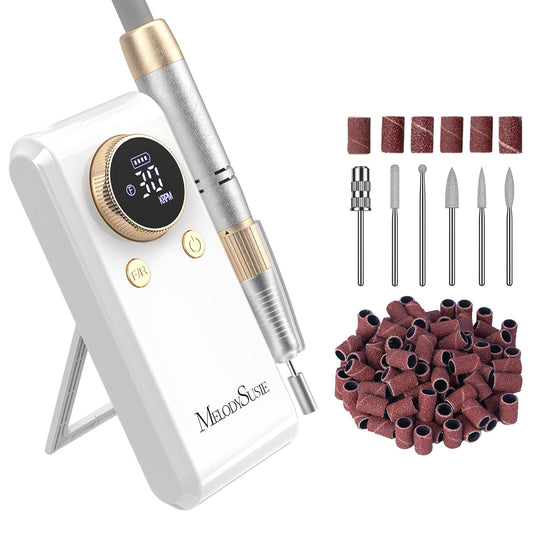 MelodySusie Entry-Level Clip-On Cordless 2-in-1 Nail Drill with Adjustable Built-in Stand, SC330G 30000RPM E-File for All Manicure Shaping & Gel Removal, Ideal for Training, Nail Art Practice at Home