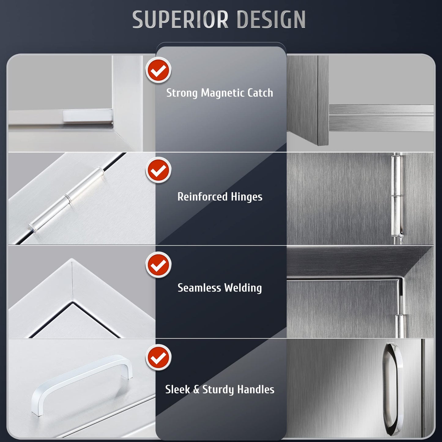 CO-Z Outdoor Kitchen Doors, Weatherproof 304 Stainless Steel Built in Single Access Doors for Outside Kitchen Commercial Grilling Grill BBQ Island Barbeque Station Storage Cabinet (17" x 24")