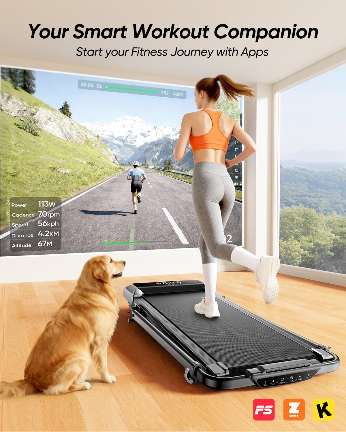Acezoe Walking Pad with 12% Incline & Height-Adjustable Handlebar, 5-in-1 Foldable Treadmill for Home & Office, Portable Under Desk Treadmill with LED Display & App Control