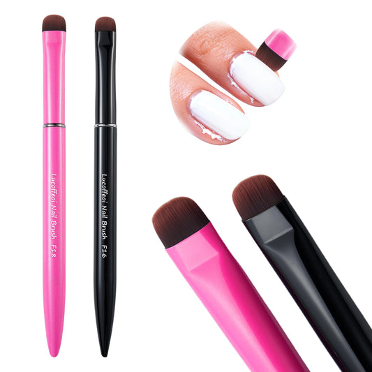 Clean Up Brush, 2-Pack Professional Kolinsky Sable Nail Art Brushes for Gel, Polygel, Acrylic Nails - Precision Detailing Set (Pink F18 + Black F16) (Pink(F18) & Black(F16))