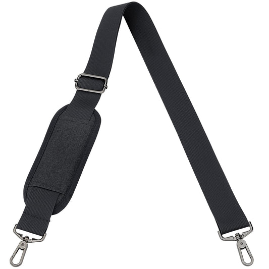 RAINYEAR 59 Inch Shoulder Strap for Bag, Adjustable Soft Padded Replacement Purse Strap with Metal Hooks for Laptop Bag, Shoulder Bag, Messenger Bag, Travel Duffel Bag, Crossbody Bag, Black