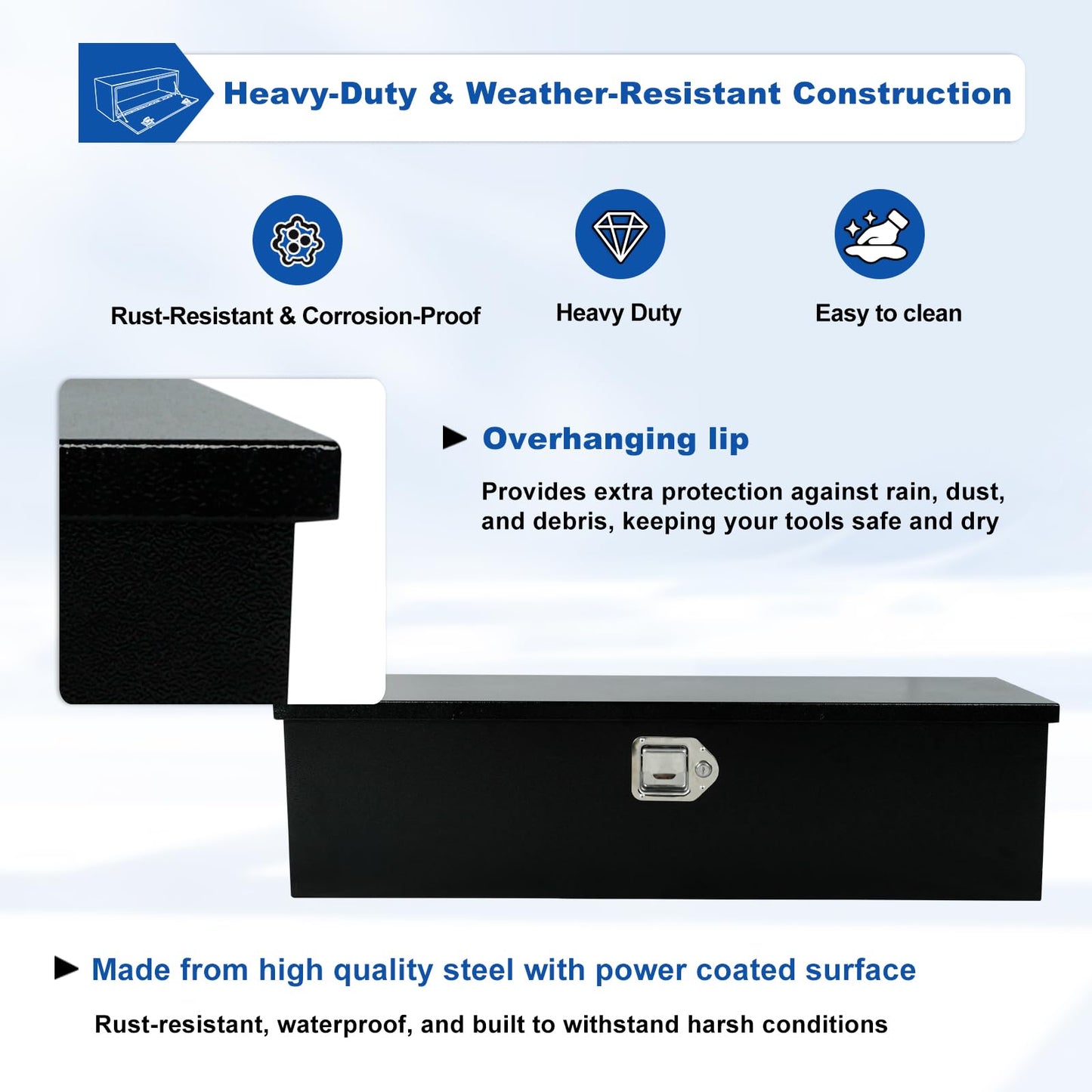 Easyberg Heavy Duty Steel Truck Bed Tool Box 39" Lockable Tool Box for Bed of Truck with Handle Tool Chest For Storage & Organization