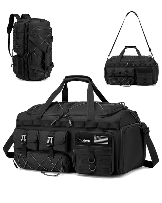 Nixjoro Gym Bag Men Women Carry On Luggage 22x14x9 Airline Approved 3 in 1 with Tactical Bag with Laptop Shoe Compartment for Weekender Overnight Range Workout