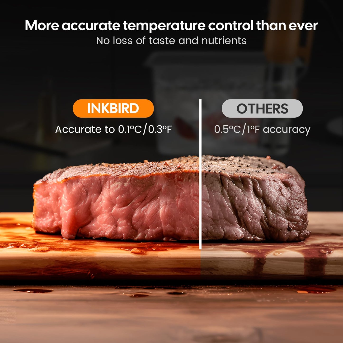 INKBIRD 2.4G WiFi Sous Vide Cooker ISV-101W, 1000 Watts Sous Vide Machine Thermal Immersion Circulators 3D Water Circulation Heating with App Preset and Machine Recipes, Pre-alarm (Ornage)
