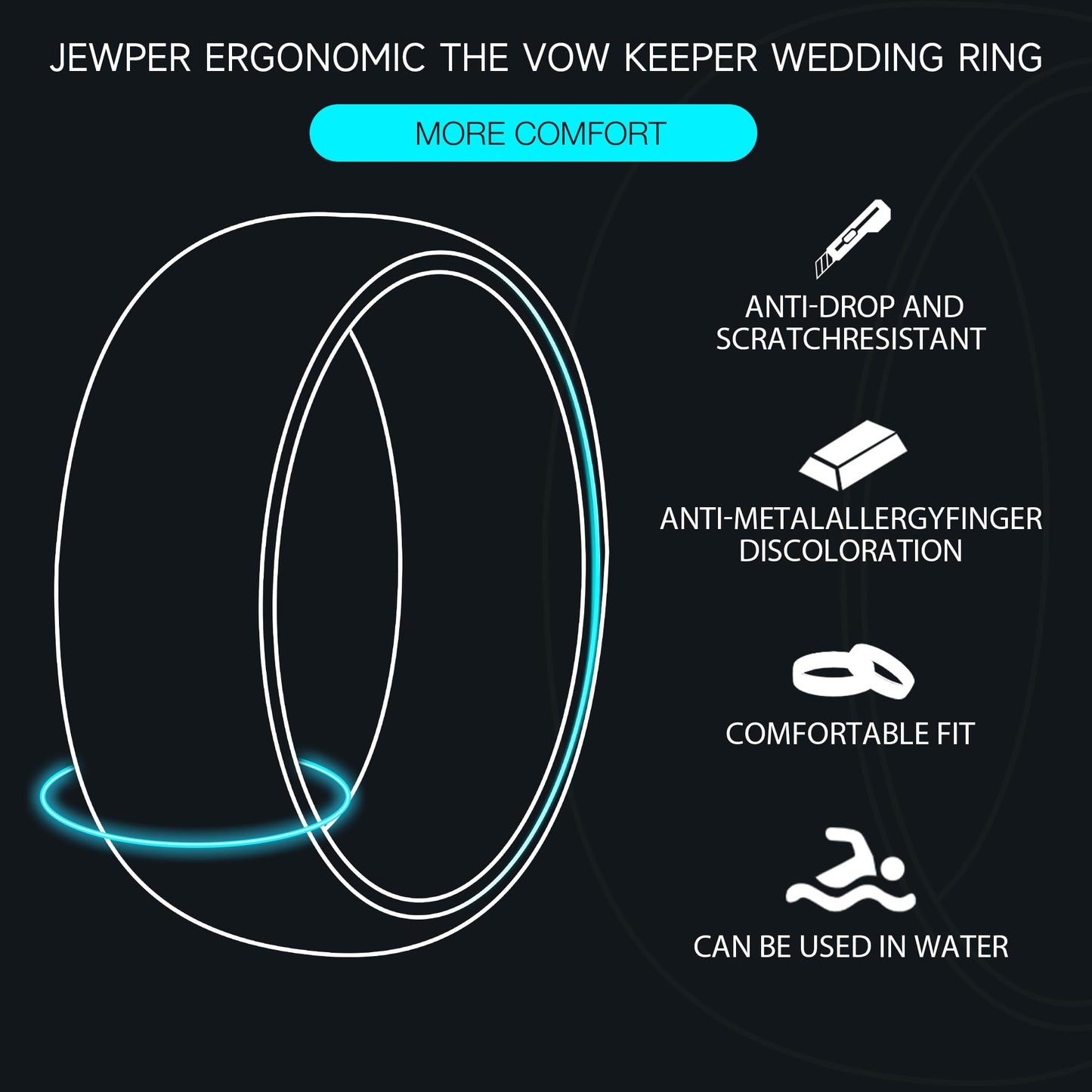 JEWPER 4mm Men Womens Wedding Band Tungsten Rings Gold Fashion Promise Carbide Inlaid White Opal Matte Finish Edge Comfort Fit Size(6)