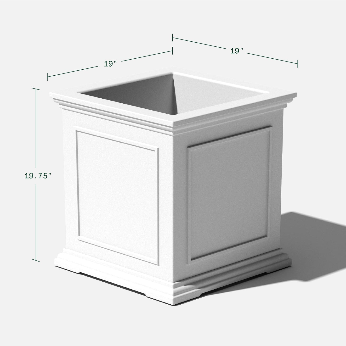 Veradek Brixton Series Cube Plastic Planter - Square Planter for Indoor or Outdoor Patio/Front Porch | Durable All-Weather Use w/Drainage Holes | Classic Estate Design for Flowers, Tall Plants, Trees