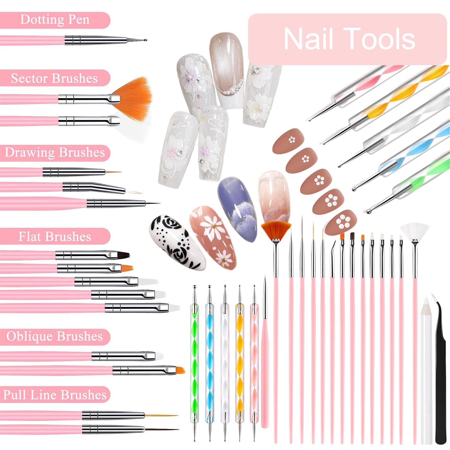 GZMAYUEN Nail Decoration Kits, Nail Charms, Nail Art Brushes Set, Nail Art Dotting Pens, Butterfly Nail Stickers, Rhinestones For Nails