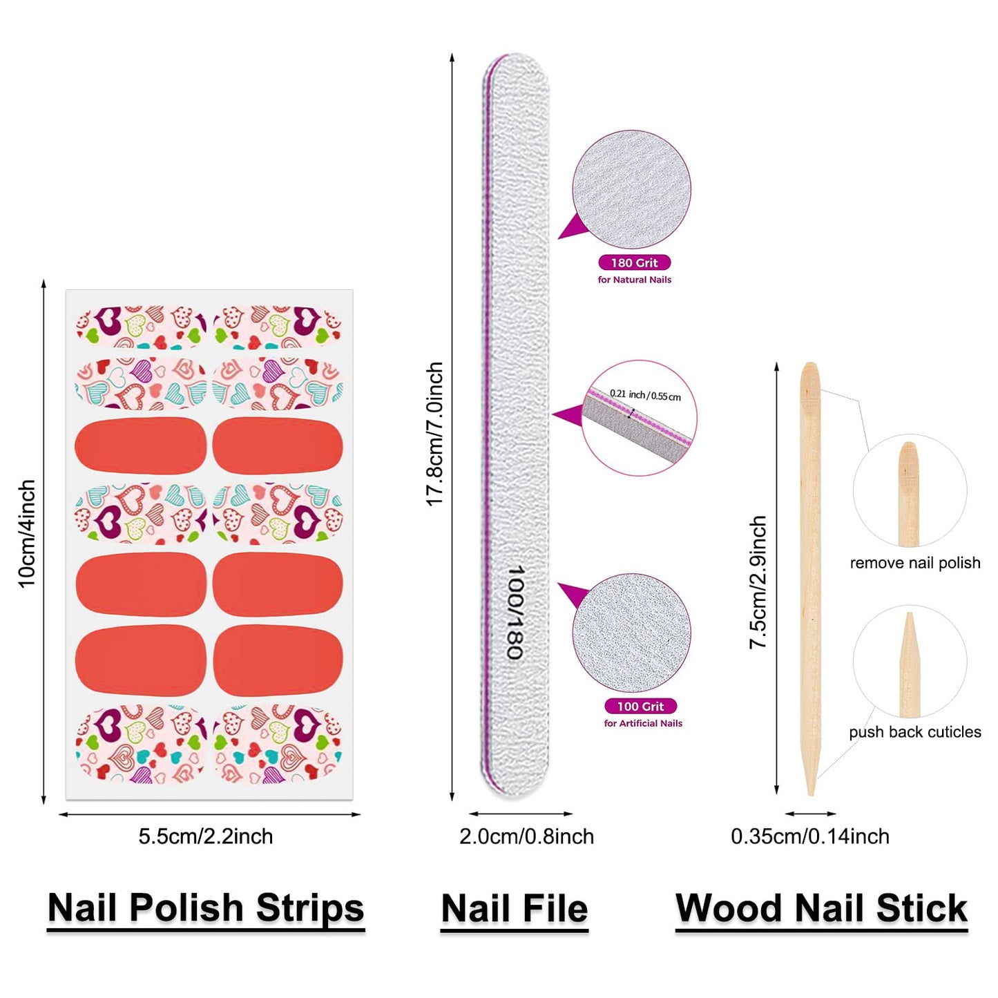 DANNEASY 24 Sheets Valentine's Day Nail Wraps for Women Stick On Nail Polish Strips Gel Nail Strips Self Adhesive Nail Polish Stickers Nail Sticker for Nail Art with Nail File, Cuticle Stick