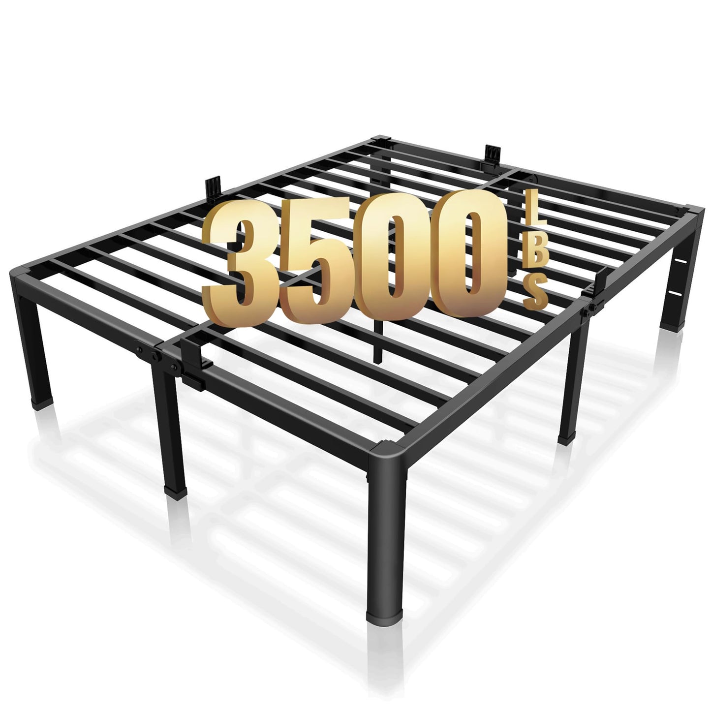 ROIL 18 Inch King Bed Frame with Rounded Corner and Headboard Hole Mattress Retainers 3500LBS Metal Heavy Duty Steel Slats No Box Spring Needed Platform Noise-Free Easy Assembly