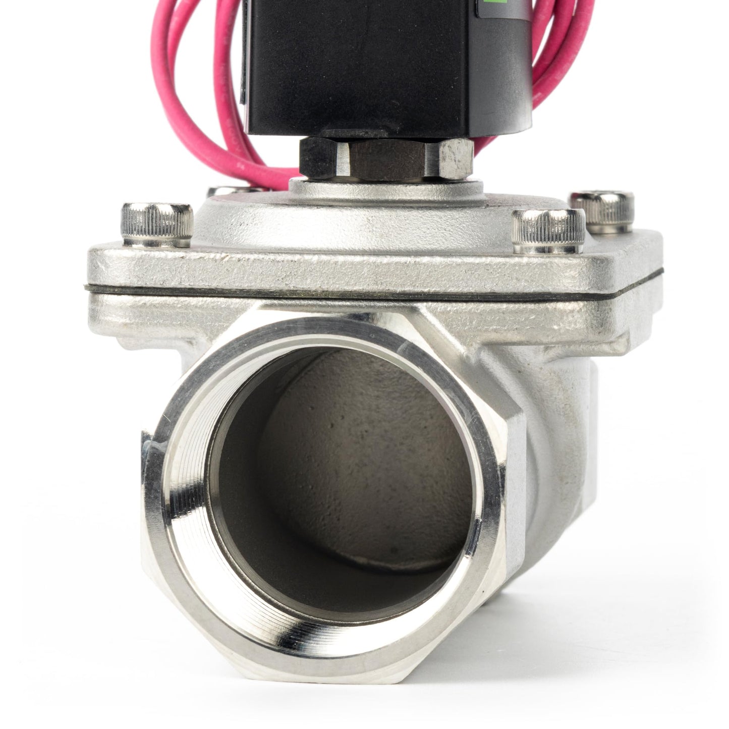U.S. Solid 1-1/4" Stainless Steel Solenoid Valve - 110V AC Normally Closed Electric Solenoid Valve with Viton Seal, Lead Wire Type