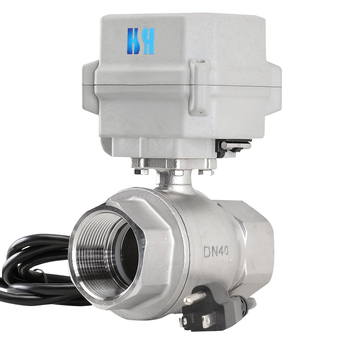 HSH-Flo 1-1/2 inch DN40 110-230VAC Normally Closed CF8/Stainless Steel 304 Manual Override Motorized Electrical Ball Valve With U.S. Plug