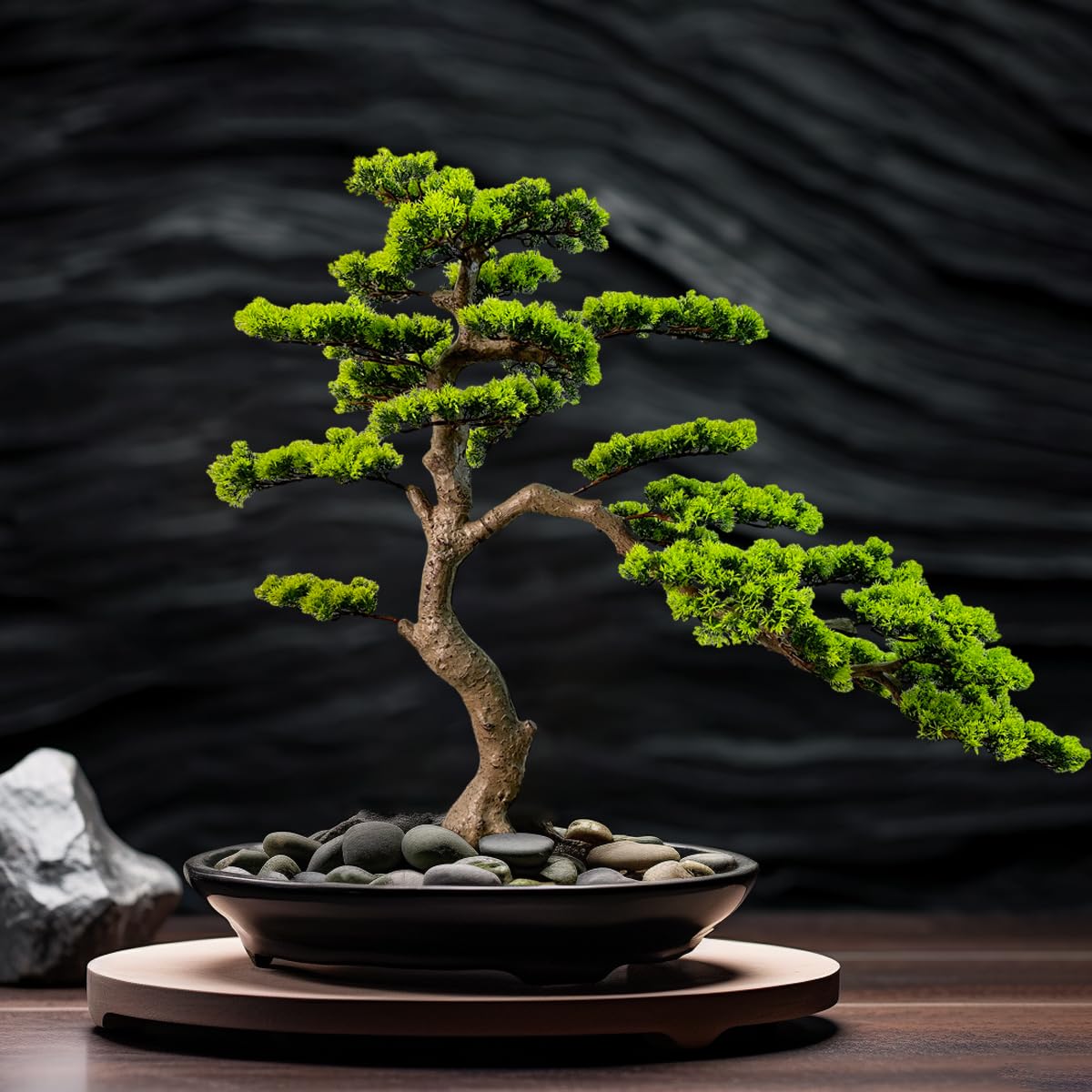 VIGGDA 3ft（36in） Artificial Bonsai Tree Juniper Faux Plants Indoor Big Fake Plants Decor with Ceramic Pots for Home Table Office Desk Shelf Bedroom Living Room Decorations (Green)
