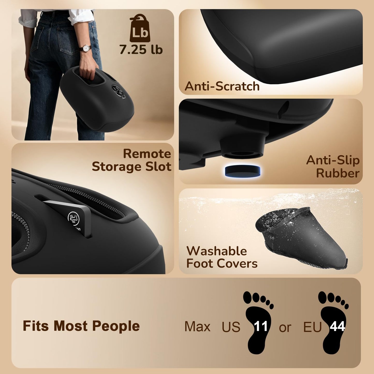 JZBRAIN Shiatsu Foot Massager Machine with Heat : Deep Kneading Foot Massager with Vibration & Compression for Plantar Fasciitis & Neuropathy - for Women & Men,Relax for Home Office Use (Black)