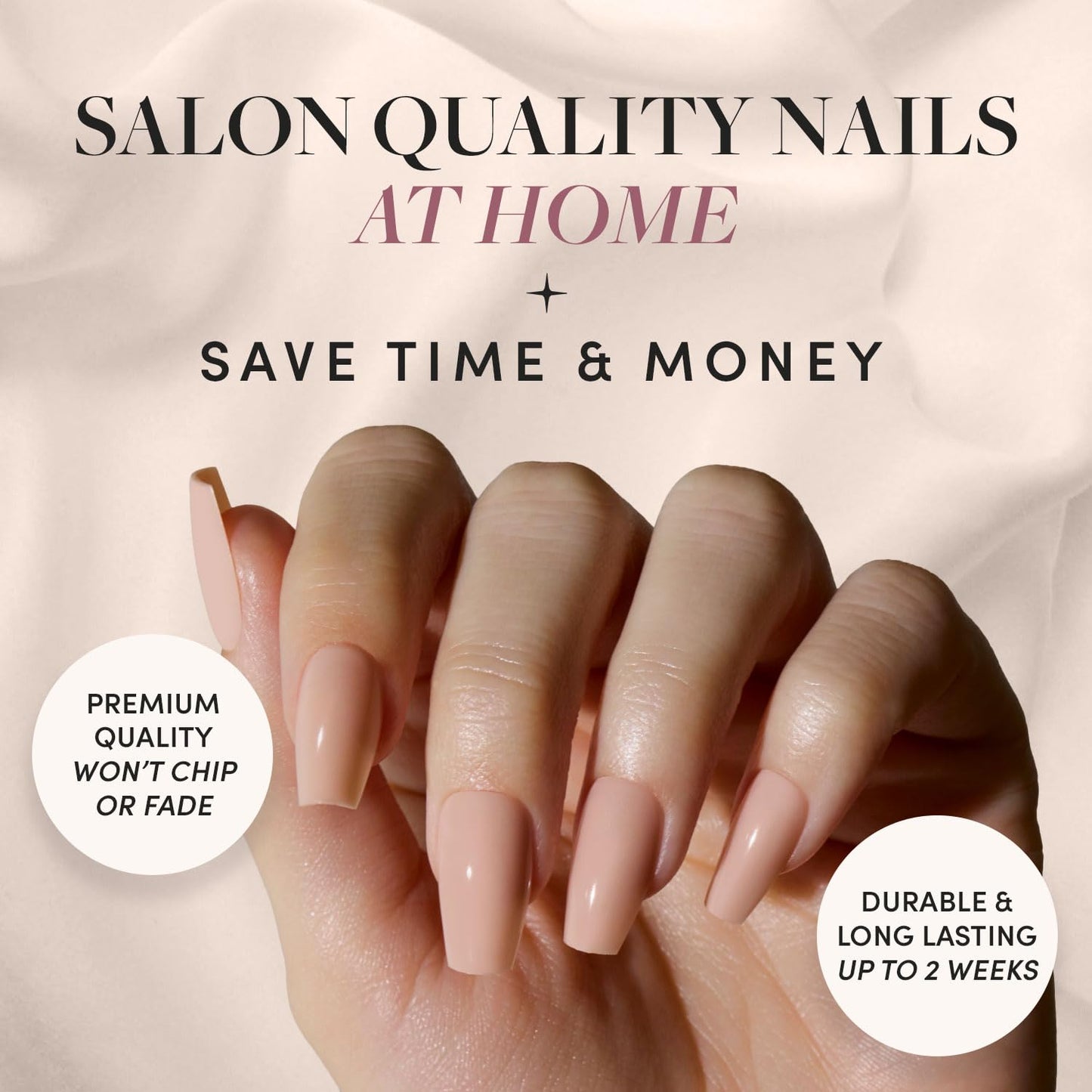 Glamnetic Press-On Nails Bundle - Exposed & Ballet Pink | Medium Coffin Fake Nails, Nude Opaque Neutral | Opaque Light Blush Pink Short Almond False Nails | Reusable, Salon-Quality Nail Kits
