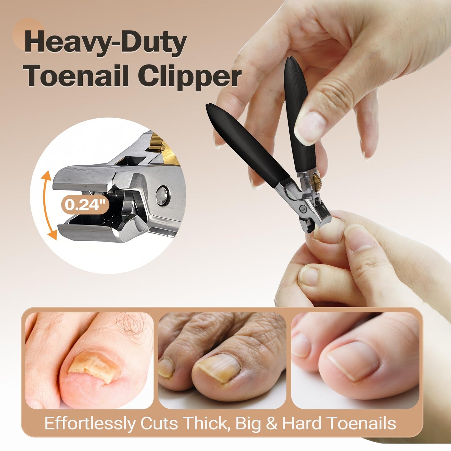 Sharp Toenail and Nail Clippers for Seniors – Heavy Duty for Thick Toenails & Fingernails, Wide Jaw, Anti-Slip Grip, Safety Lock & Splash Guard for Men, Women & Kids