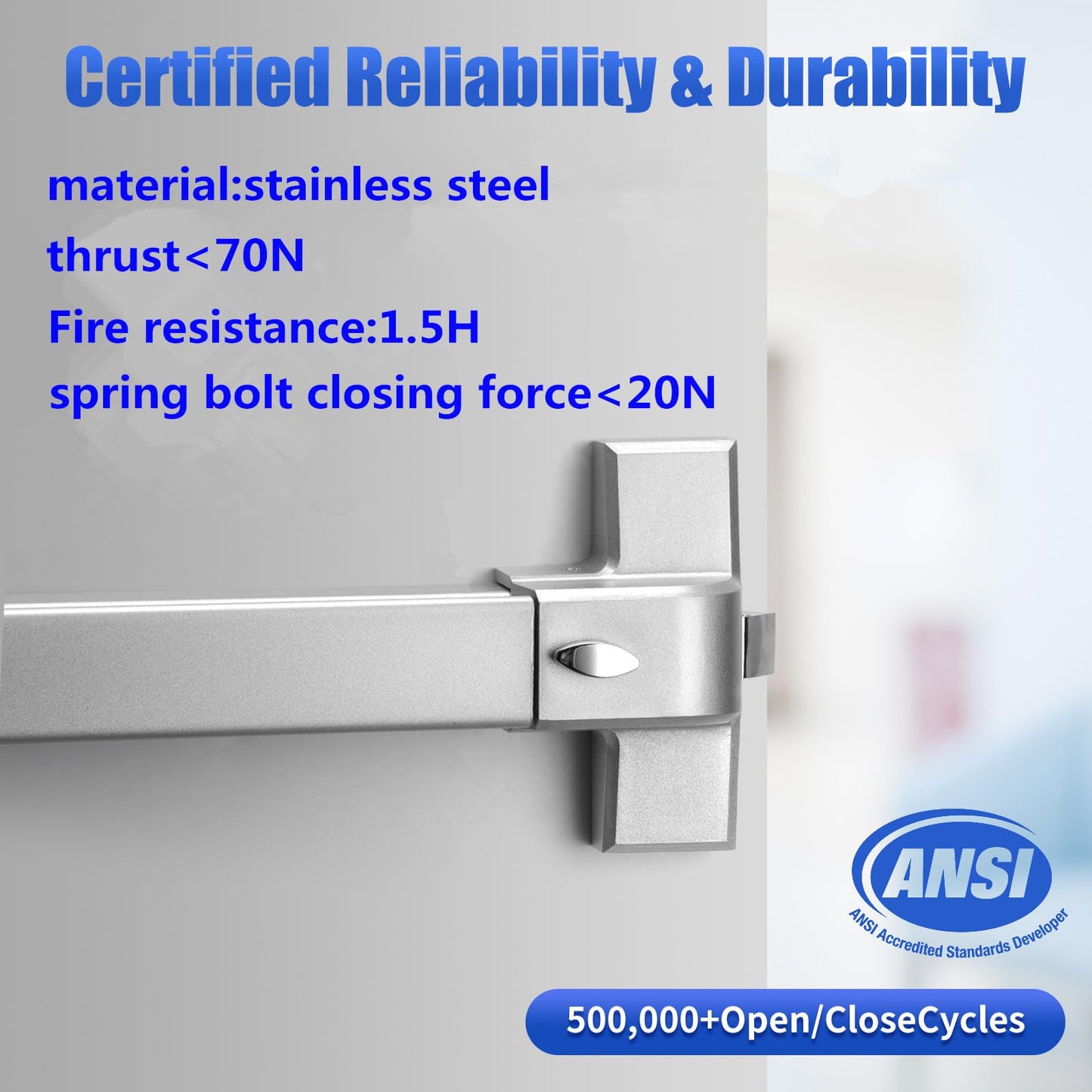 suermany 31.5”/80cm Stainless Steel Commercial Door Push Bar Panic Exit Device with Exterior Lever Handle - Fits 30"-37" Wood & Metal Doors