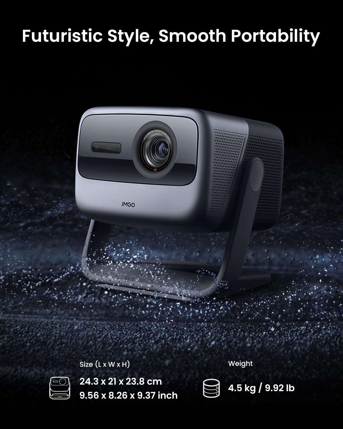 JMGO N1S Ultimate Triple Laser 4K Projector, 3300 ISO Lumens Projector, Google TV Netflix, Real-Time Auto Screen Fit, HDR10, 180", Blu-ray 3D, Home Theater Projector with 20W Dolby Digital+