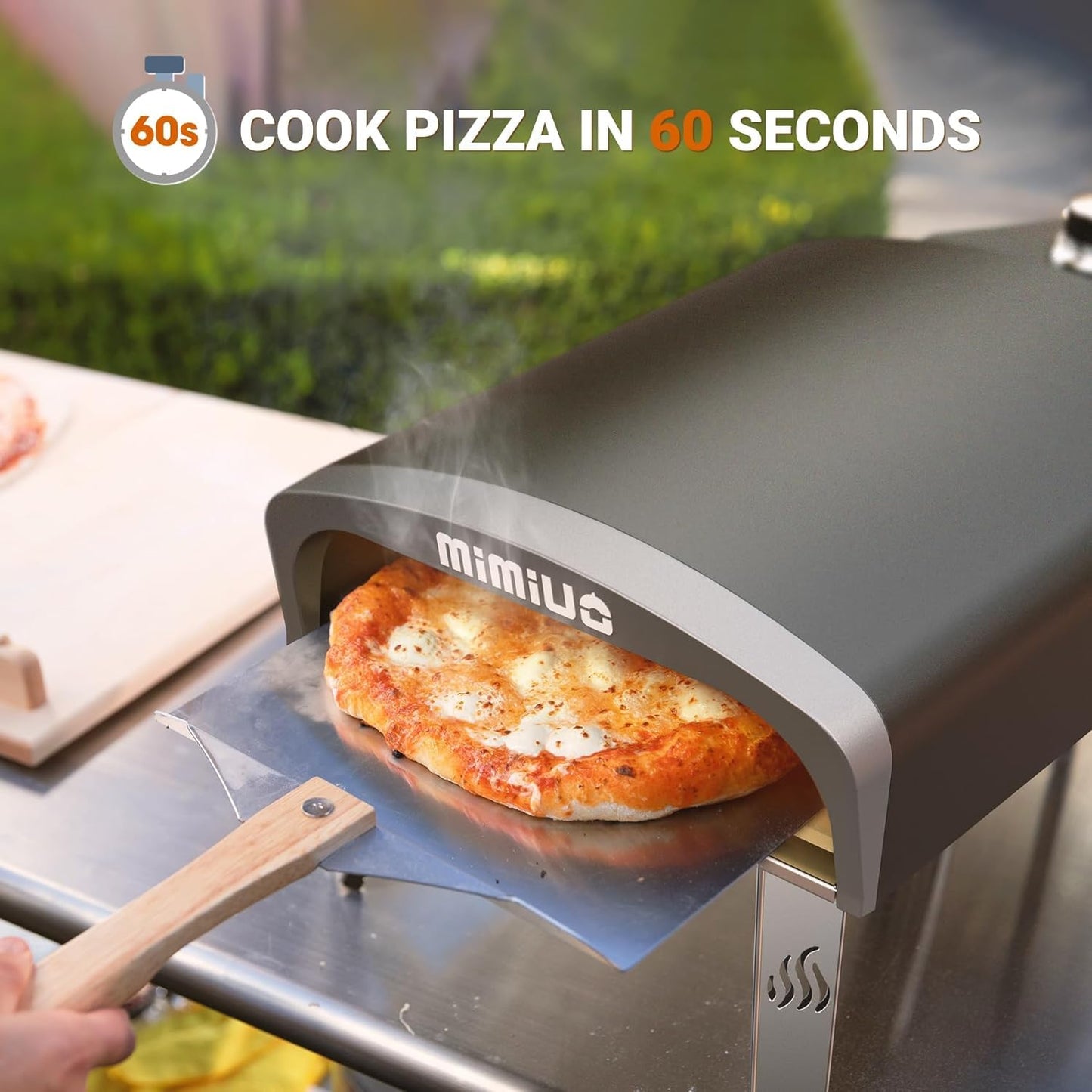 Mimiuo Outdoor Gas Pizza Oven Portable Propane Pizza Grilling Stove with Manual Rotation System, Oven Cover, Pizza Stone and Pizza Peel