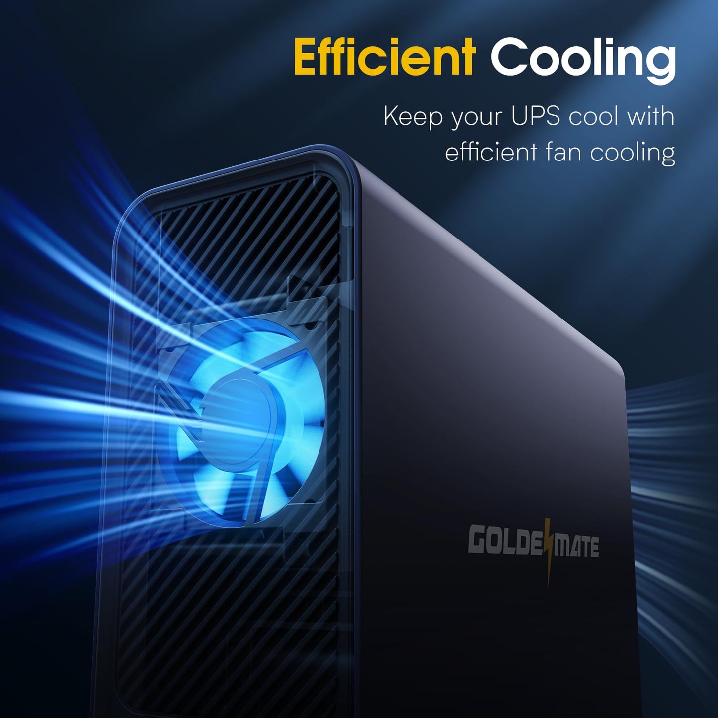 GOLDENMATE 1000VA/600W Lithium UPS Battery Backup and Surge Protector, Sinewave UPS System with LiFePO4 Battery(153.6 Wh), Updated Pro Ver. with USB Communication Port, 8 Outlets, LCD Display, Gray