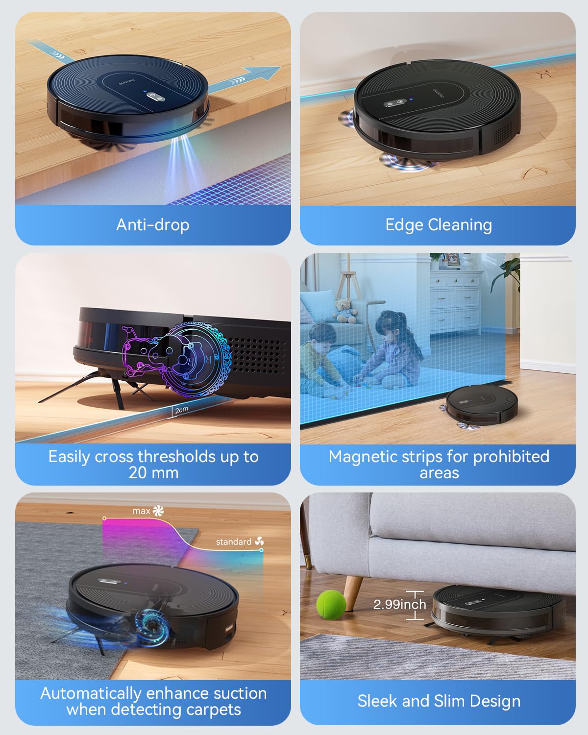 Kewbily Robot Vacuum Cleaner with Self-Emptying Base – 9000Pa Suction, 85 Days of Dust Storage, Wi-Fi/App/Alexa Control – Ideal for Hard Floors, Low Carpets, and Pet Hair