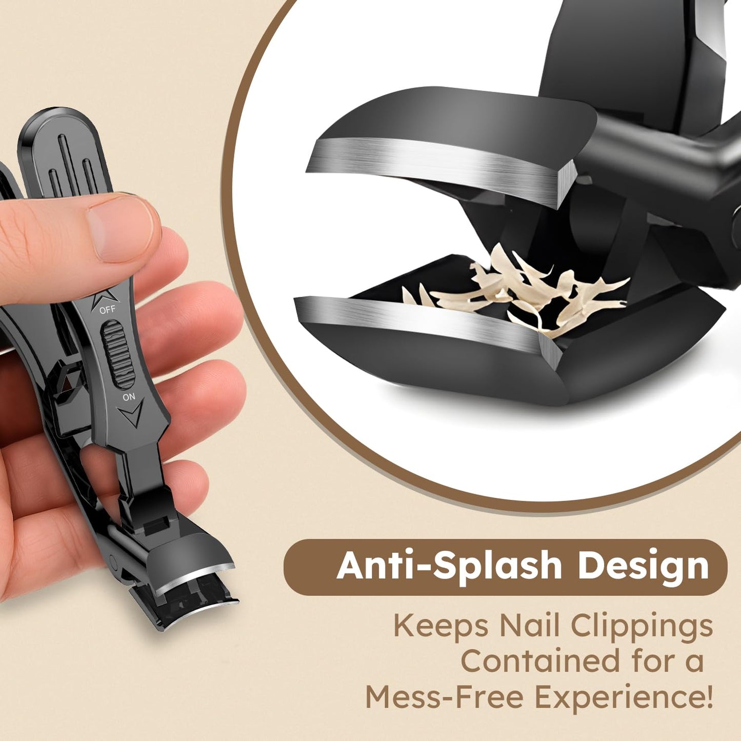 Upgrade Ultra Wide Jaw Opening Nail Clippers for Thick Nails, Long Handled Toenail Clippers for Seniors Thick Toenails, Large Angled Head Sharp Cutters, Fingernail Clippers with Catcher for Men Women