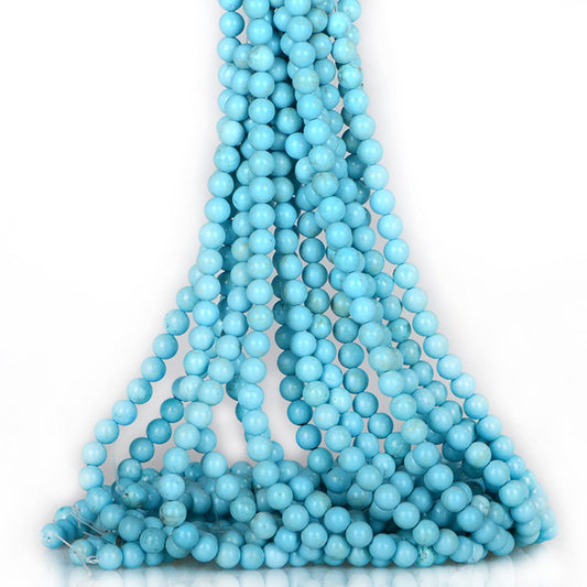 ICAI Beads（Blue Turquoise） Natural Stone Gemstone Round Loose Beads Crystal Energy Stone Healing Power for Jewelry Making DIY,1 Strand 35-37pcs（10mm）