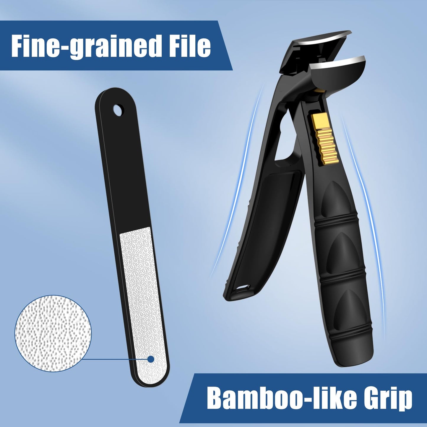 SHINLEA Nail Clippers for Seniors Thick Toenail, Professional Fingernail Toenail Clippers with Catcher, Sharp Wide Opening and Long Handle Nail Cutter for Men Women, Black
