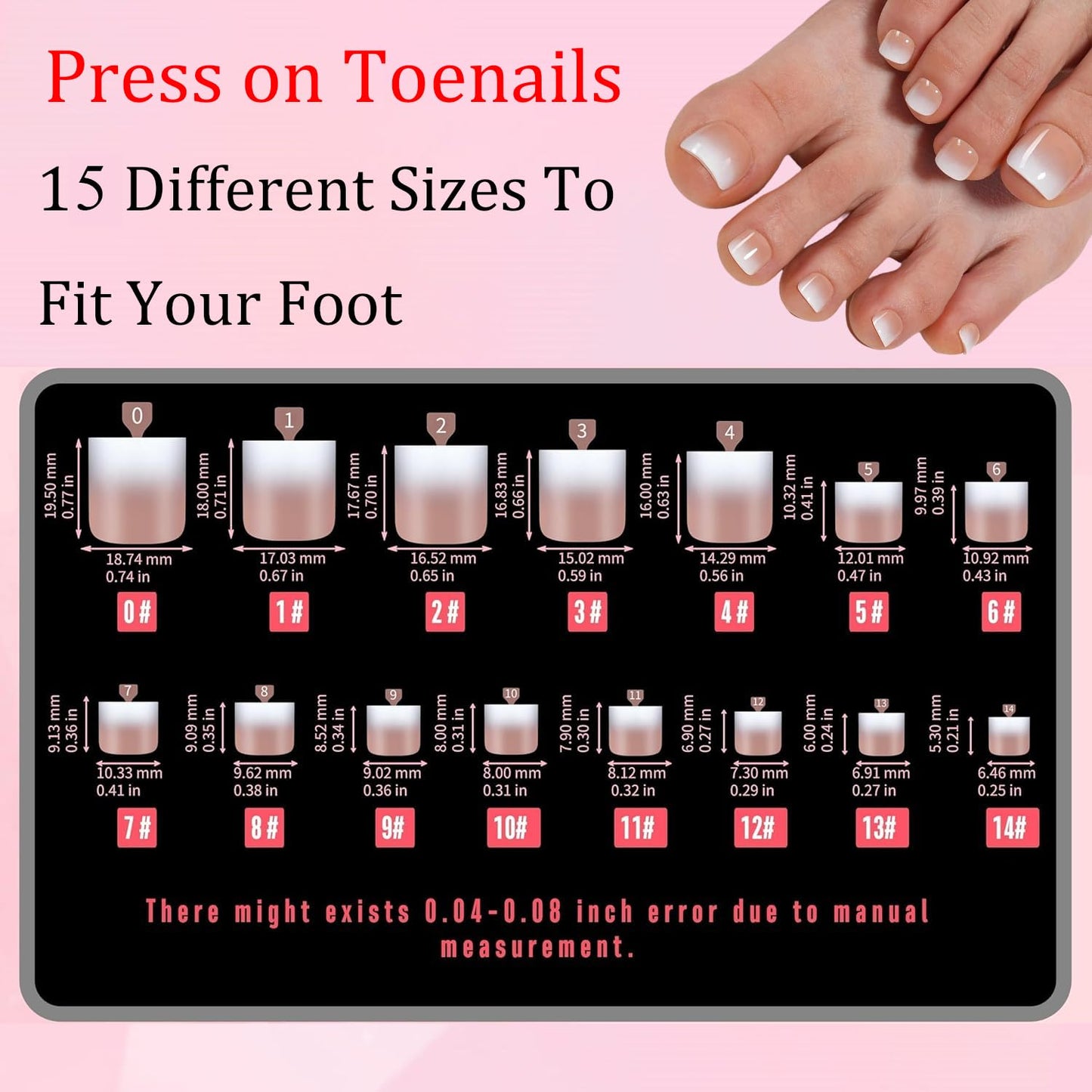 Dsixnails 240Pcs Toe Press on nails, Short Brown Ombre Toe Nail Press Ons for Women in 15Sizes, French Tip False Toenails Extension, Soft Gel Toe Nail Tips, Acrylic Full Cover Fake Toenails for Girl