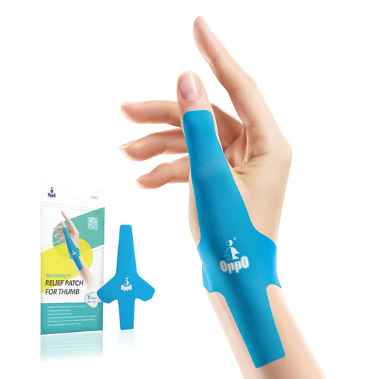 OPPO 8080 Precut Kinesiology Tape for Thumb – Pain Relief & Support for De Quervain’s Syndrome, Pre-Cut Strips for Easy Application, Lightweight & Breathable, Hypoallergenic & Water-Resistant (5 PCS)