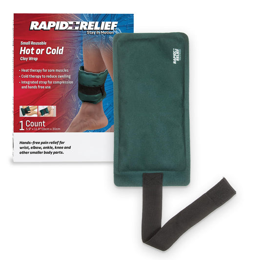 Rapid Relief Reusable Hot & Cold Clay Compress Wrap – Small Heat & Ice Therapy Pack for Back, Hip & Body Pain Relief, Flexible Clay Pack with Adjustable Strap for Compression Support