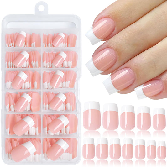 Lifextol 240pc French Tip Press on Nails Short Fake Nails & Adhesive Tab, False Acrylic Nail Press on Nails Square Nail Tips Artificial Glue on Nails Press ons Stick on Fingernail