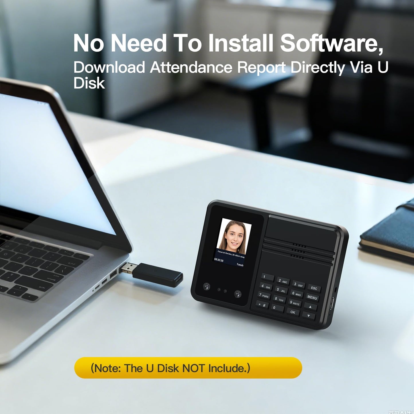 BISOFICE Time Clock Attendance Face Recognition with Password Palm Print Facial for Employees Access Control Machine Support Multi-Language System USB Port Data Management Device