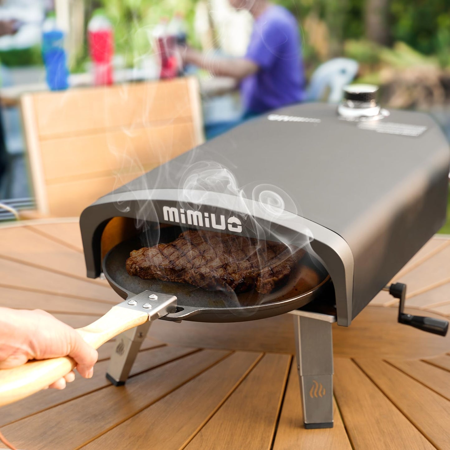 Mimiuo Outdoor Gas Pizza Oven Portable Propane Pizza Grilling Stove with Manual Rotation System, Oven Cover, Pizza Stone and Pizza Peel