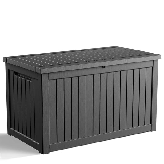 KFY 280 Gallon Waterproof Outdoor Storage Box, UV Resistant Resin Deck Box with Hydraulic Rod for Reinforced Stability, Perfect for Patio, Garden, and Pool（Black，280 Gallon）
