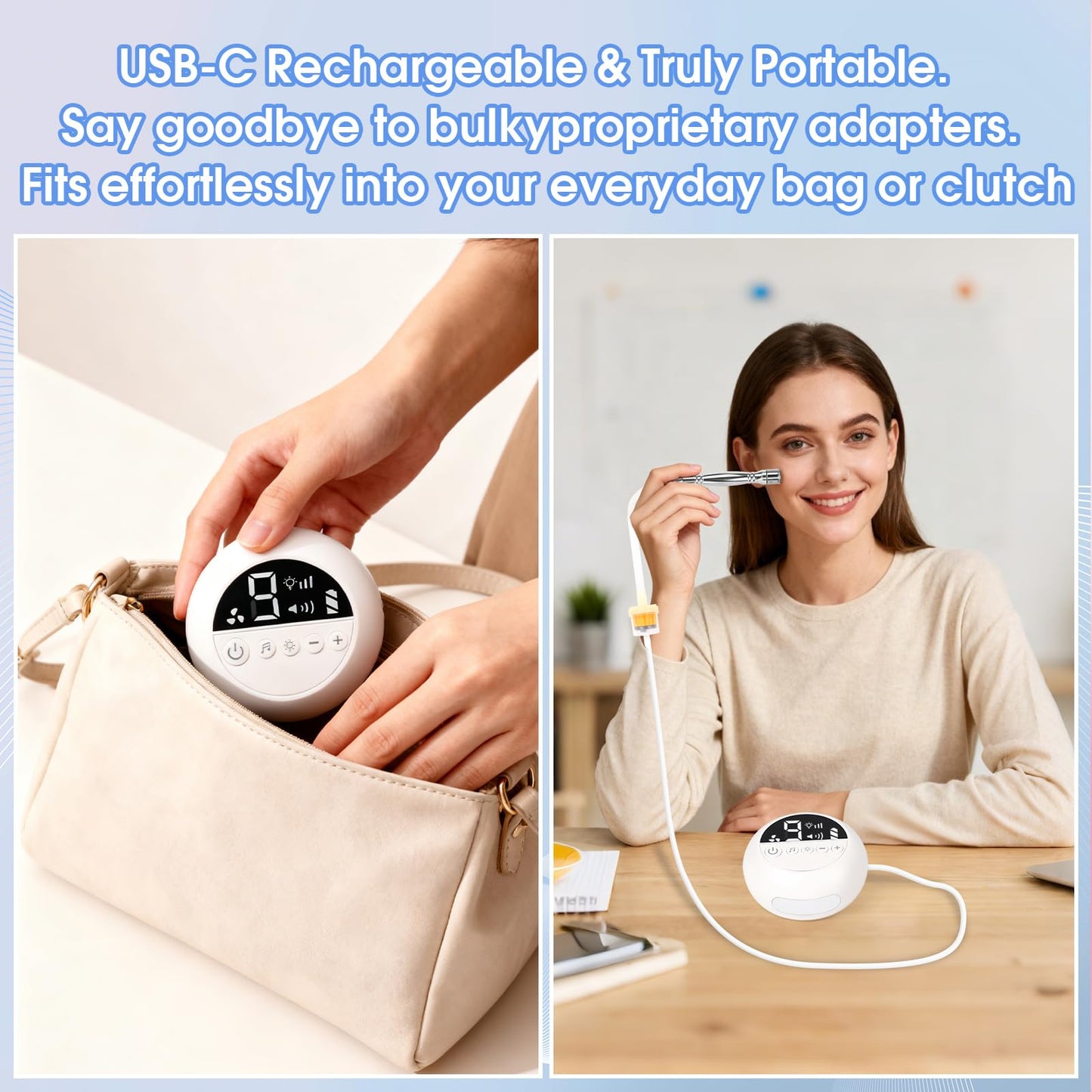 Pro Cordless Microdermabrasion Machine, Beauty Star Portable Facial Pore Vacuum Tool for Blackhead Removal, Glowing Skin, 3 Diamond Tips & 9-Setting Suction, Home and Salon Use