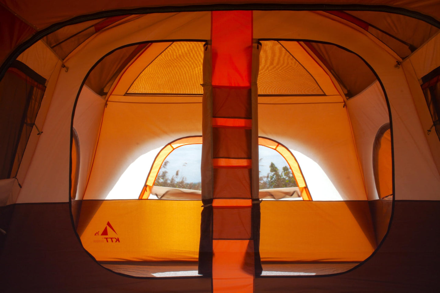 KTT Extra Large Tent 12 Person,Full Rainfly,2 Bay-Windows,Family Cabin Tent,14'Lx10'Wx6.58'H,2 Rooms and 3 Doors 3 Windows with Mesh,Waterproof,Straight Wall,Big Tent for Outdoor,Picnic,Camping