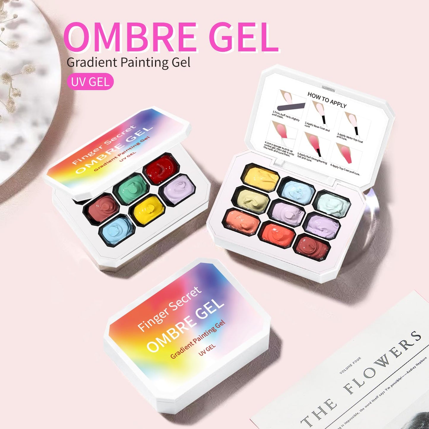 AOBOO Ombre Gel Nail Polish Nail Sponges for Ombre 9 Series Colorful Blush Effect Pat Painting Gradient Blooming Gel for Ombre Nails Multistyle French Manicure Nail Art DIY Home (A4, 1)